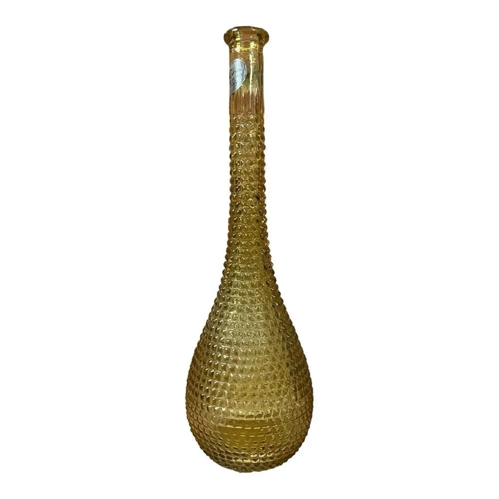 Vintage MCM Rossini Made In Italy Empoli Genie Bottle Amber Glass Vase
